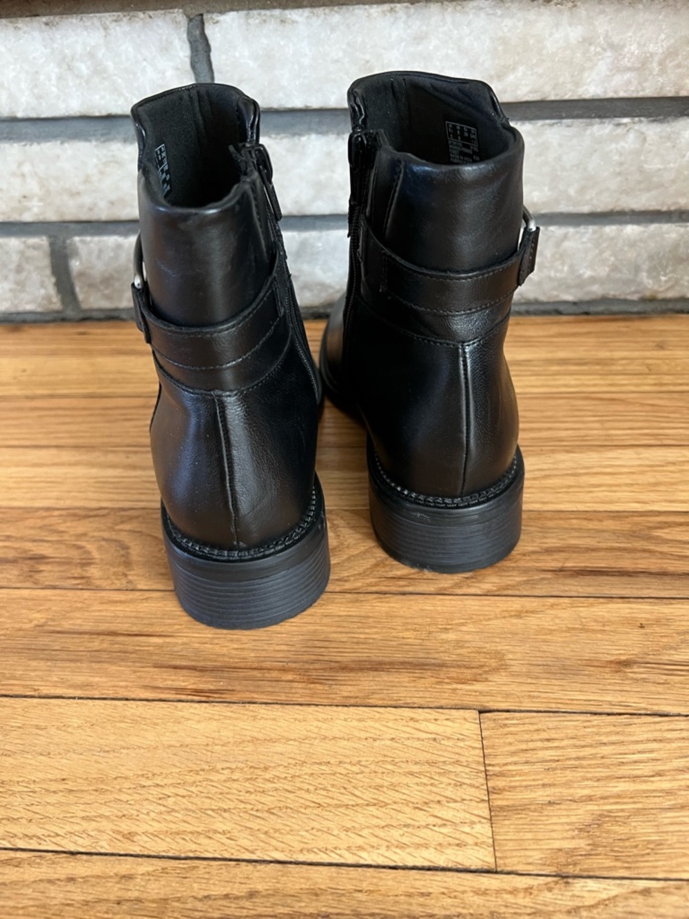 Clarks Black Leather Ankle Booties with Buckle Detail - Picture 4 of 5